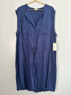 Jaime Drak Blue Short Belted Shirt Dress